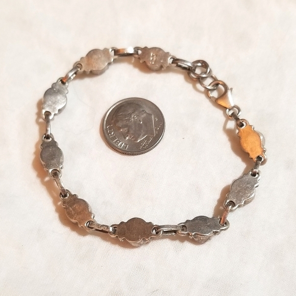 Native American Natural Red Coral Sterling Link Vintage Bracelet - Picture 6 of 8